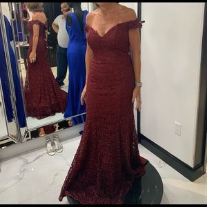 Lace burgundy evening gown